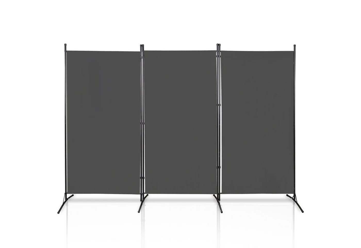 Clanmacy Paravent Sichtschutz Raumteiler Metall Beige/Schwarz - Bild 2