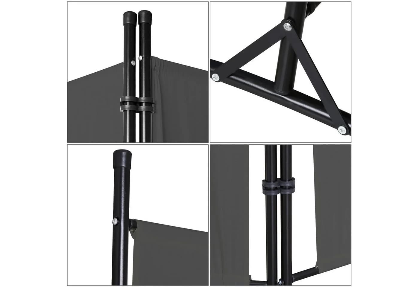 Clanmacy Paravent Sichtschutz Raumteiler Metall Beige/Schwarz - Bild 5