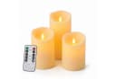 Clanmacy LED-Kerzen 3er Set Echtwachs Dimmbar Timer Fernbedienung Warmweiß Bild 2
