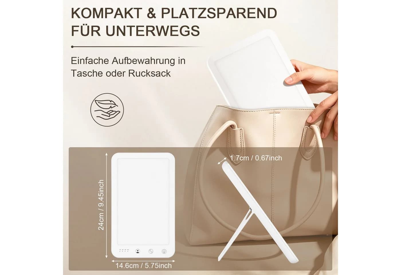 Clanmacy LED Tageslichtlampe 10000 Lux Weiß mit Timer
