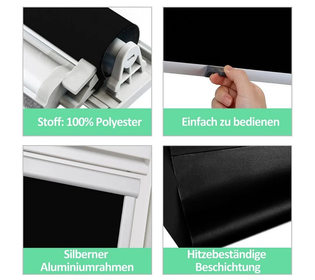 Clanmacy Dachfensterrollo Verdunkelungsrollo Schwarz Thermo-Rollo - Bild 4