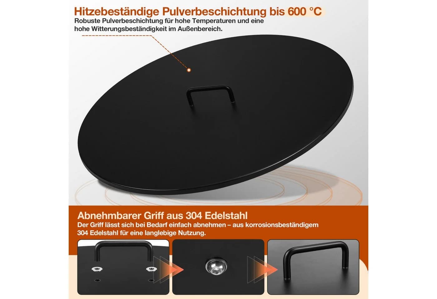 Clanmacy Feuerschalen-Abdeckung Ø 75,5 cm Schwarz - Bild 3