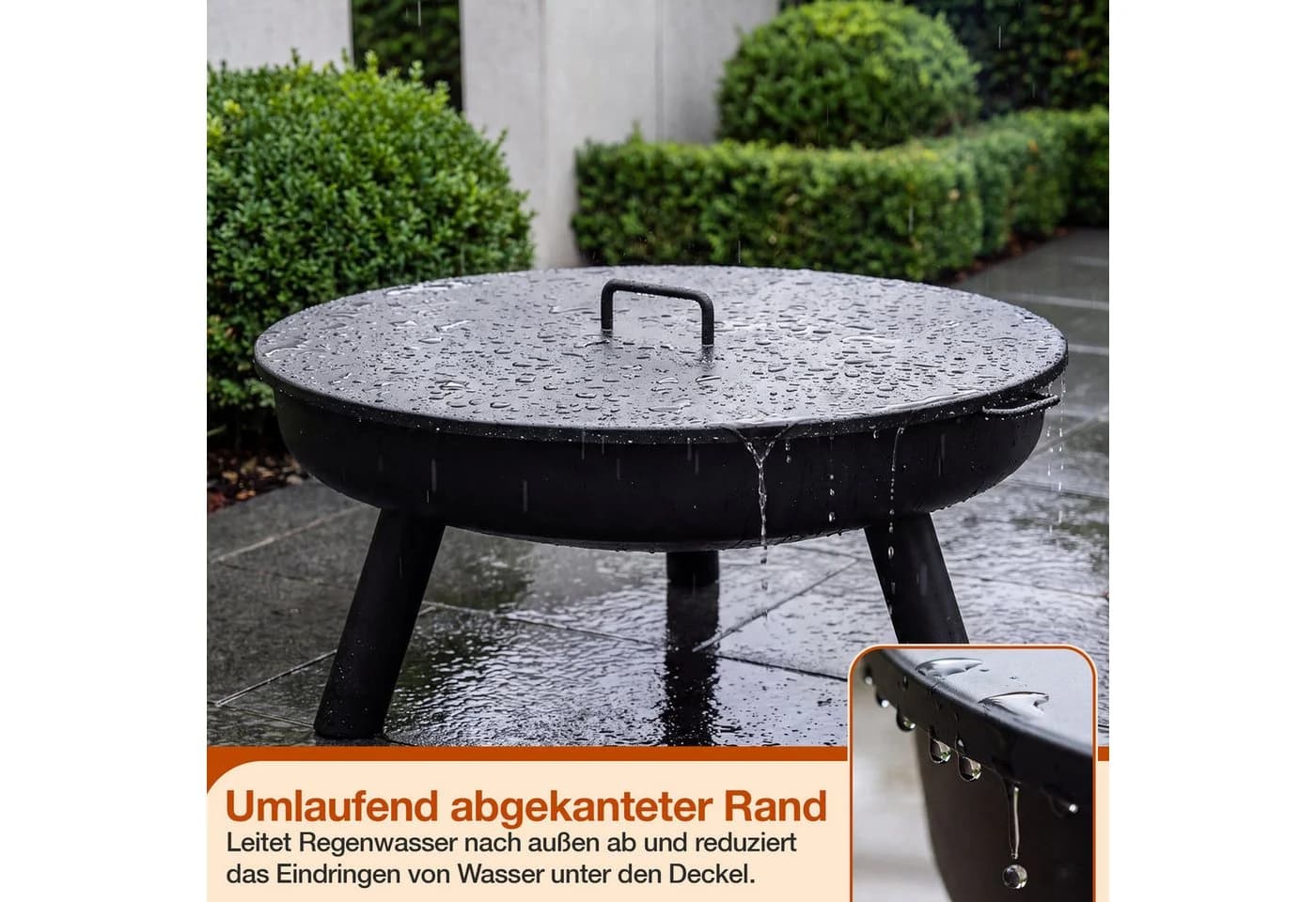 Clanmacy Feuerschalen-Abdeckung Ø 75,5 cm Schwarz - Bild 5