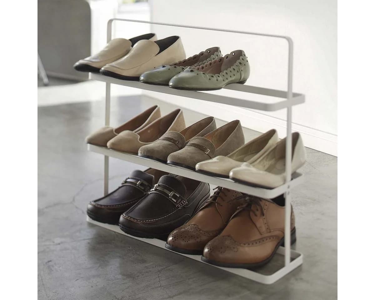 Yamazaki Schuhregal Tower 3 Ebenen Weiß Metall - Bild 2