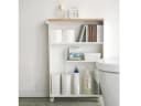 Yamazaki Badregal Tower schmal Badwagen Weiß Metall Holz Bild 5