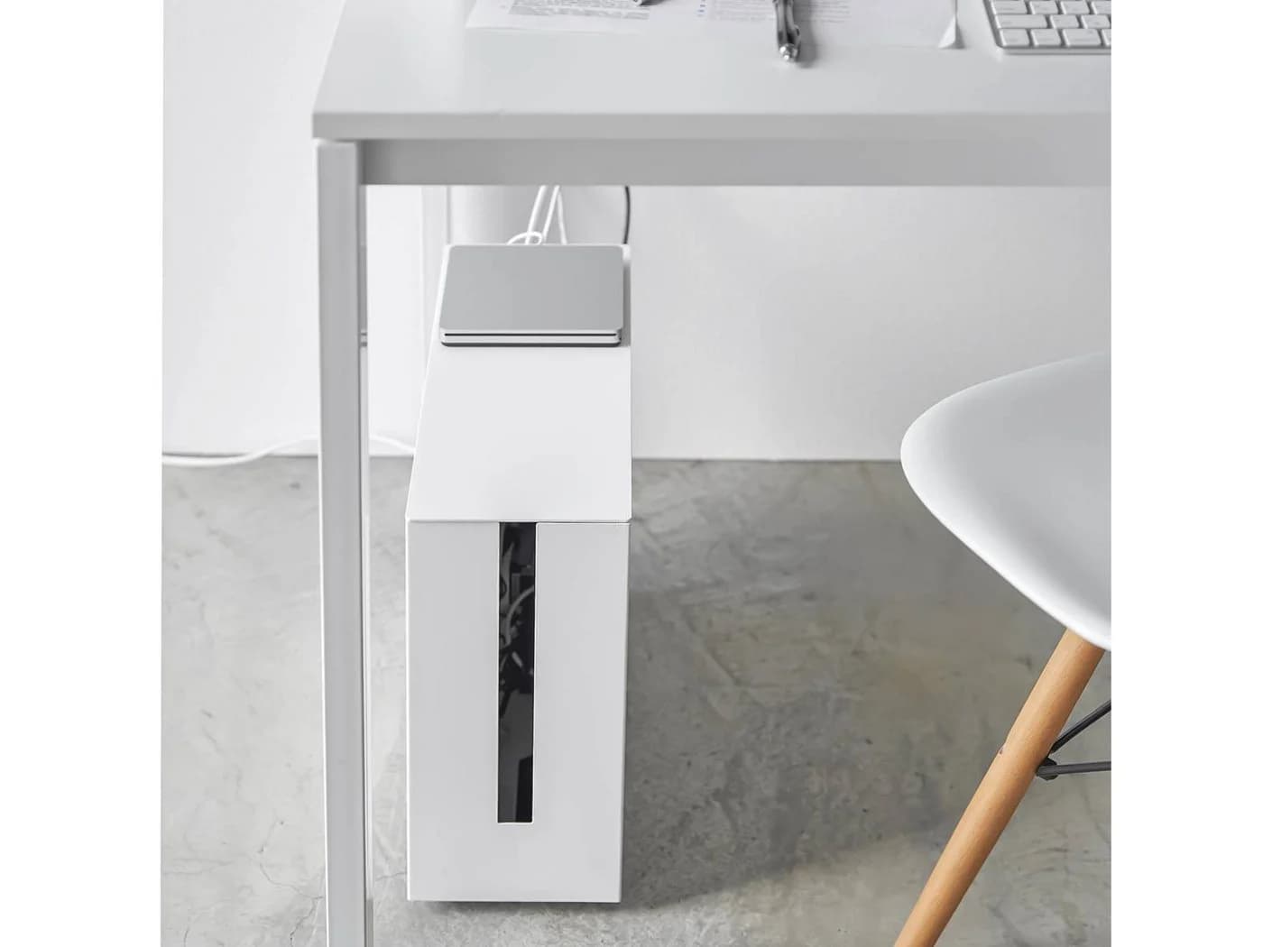 Yamazaki Kabelbox Tower groß mit Rollen aus Metall Weiß - Bild 5