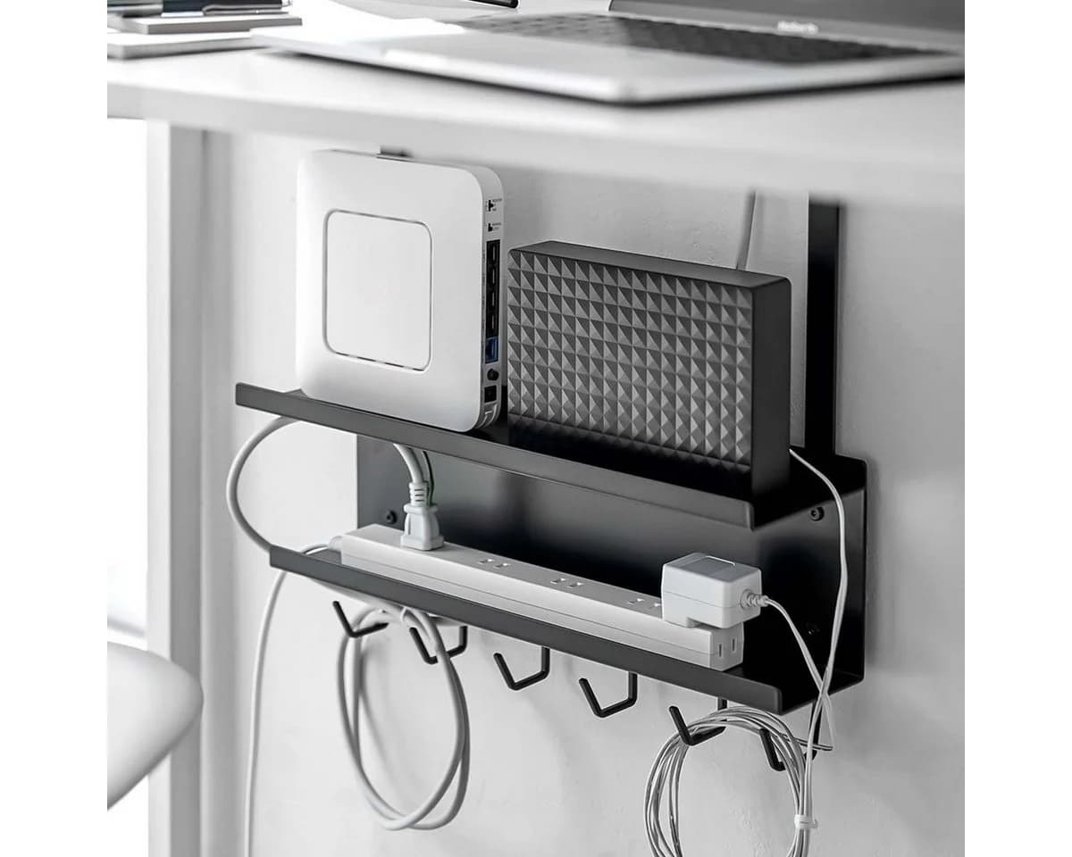 Yamazaki Kabelkanal Smart Kabelorganizer Metall Schwarz 2 Ebenen - Bild 2