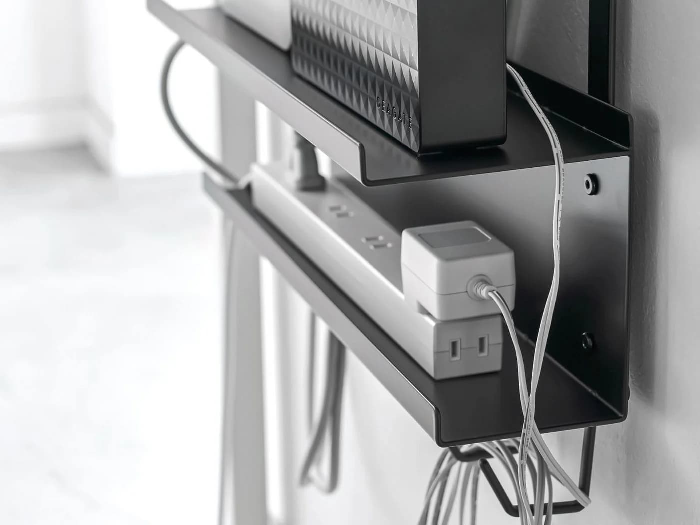 Yamazaki Kabelkanal Smart Kabelorganizer Metall Schwarz 2 Ebenen - Bild 5