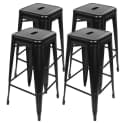 JEOBEST Barhocker 4er Set Metall Industrial Stapelbar Schwarz Bild 2