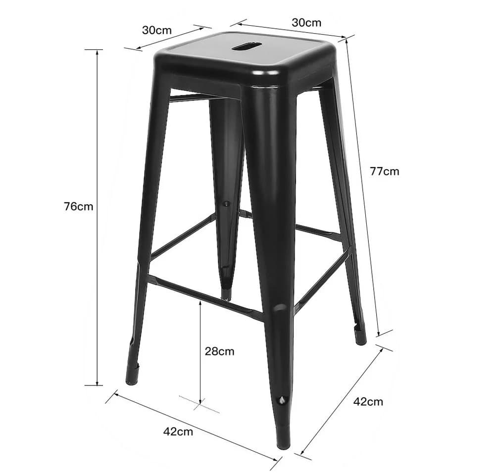 JEOBEST Barhocker 4er Set Metall Industrial Stapelbar Schwarz - Bild 4