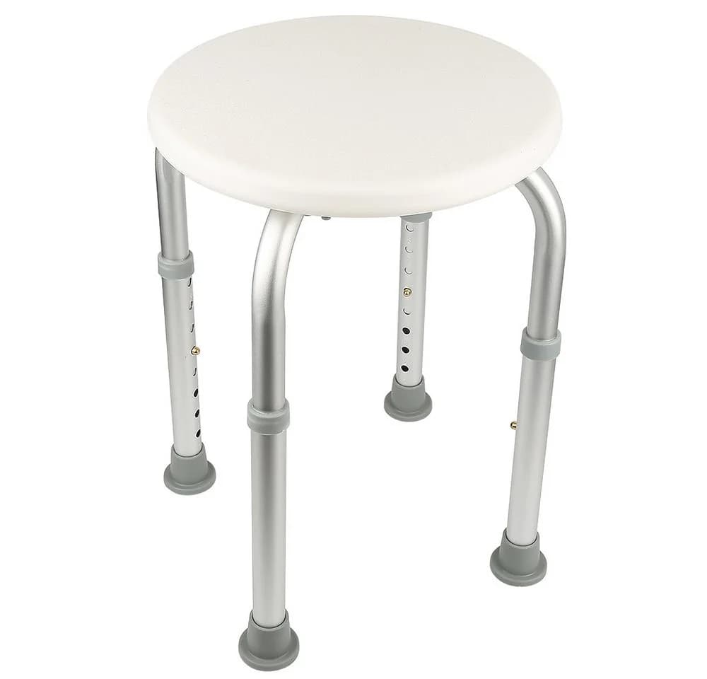 JEOBEST Duschhocker Rund Höhenverstellbar Aluminium Weiß - Bild 2