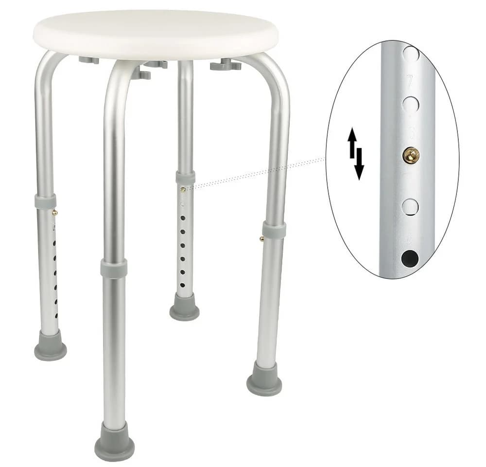 JEOBEST Duschhocker Rund Höhenverstellbar Aluminium Weiß - Bild 3