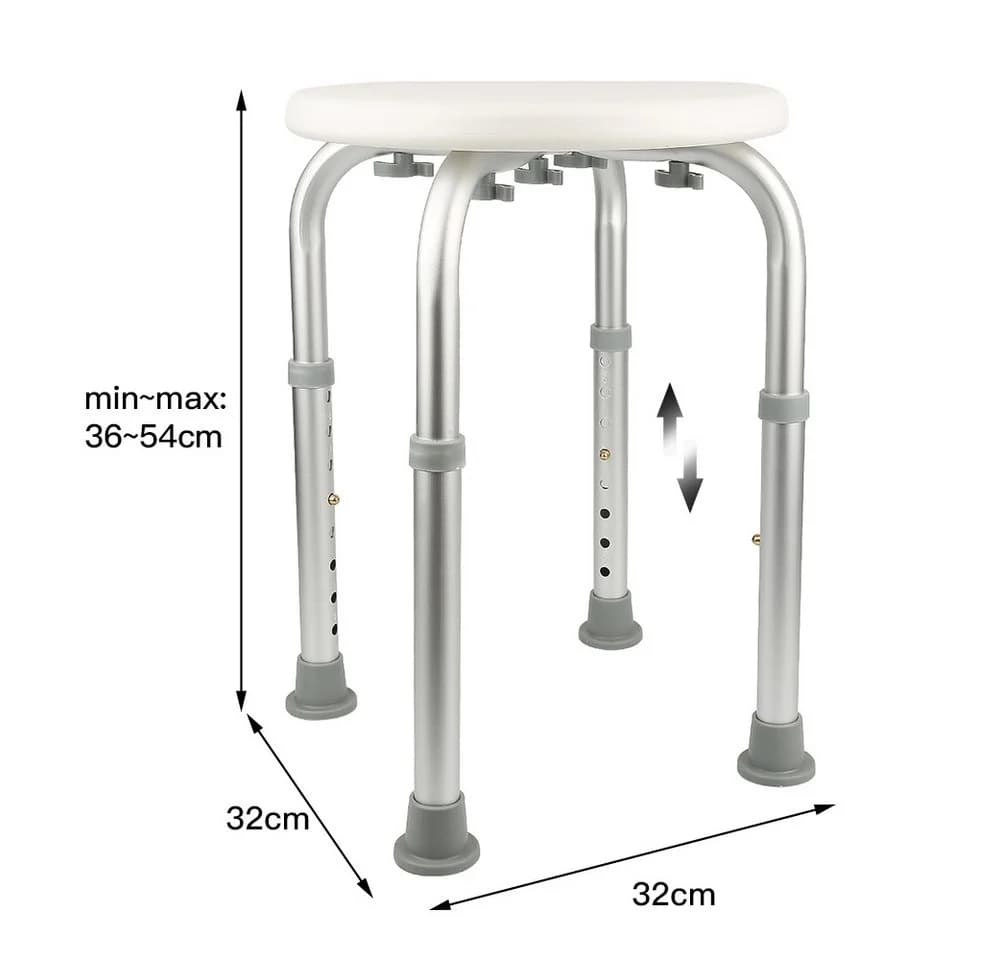 JEOBEST Duschhocker Rund Höhenverstellbar Aluminium Weiß - Bild 4