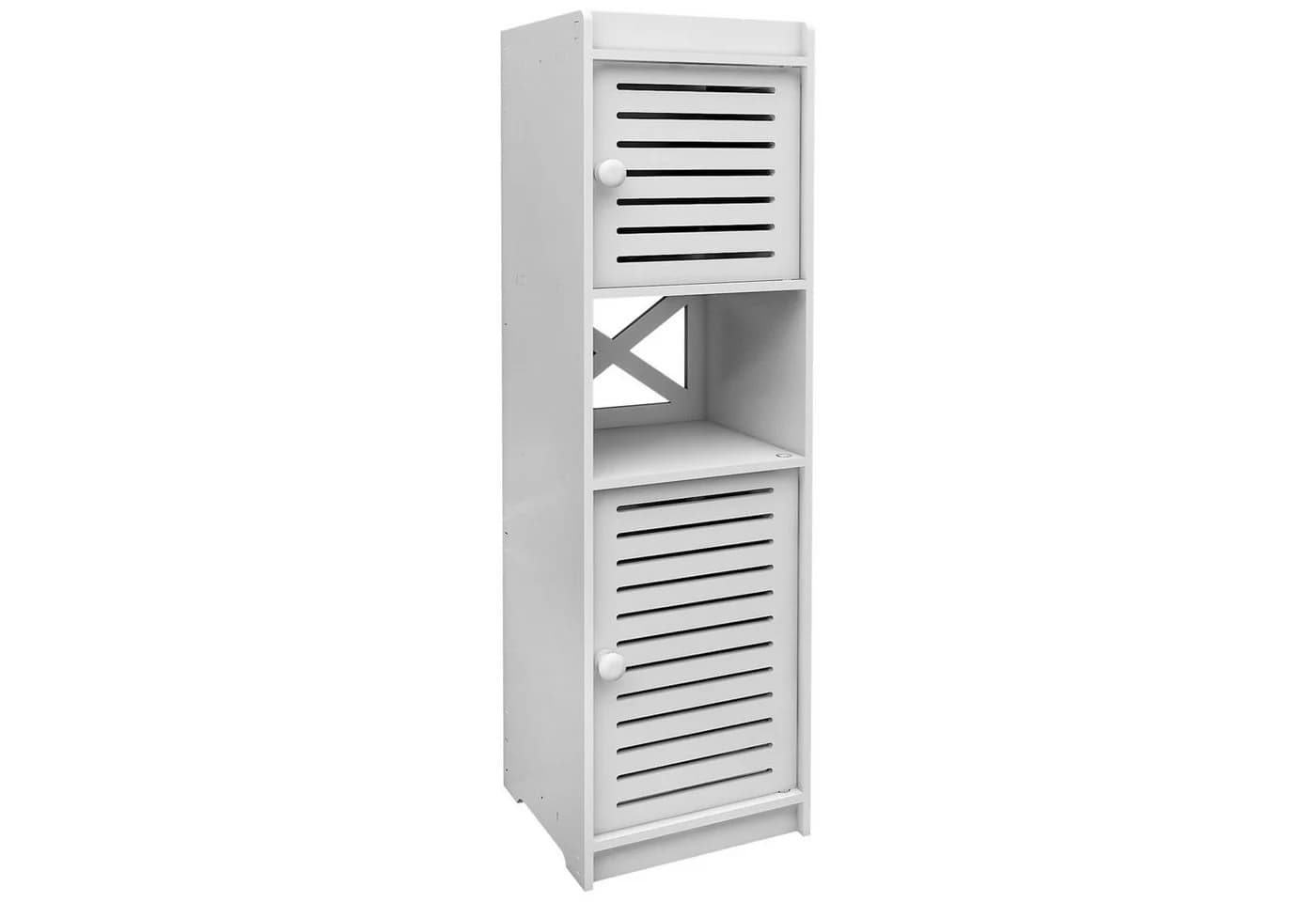JEOBEST Badschrank Schmal 2 Türen Weiß PP-Schaumstoff - Bild 2