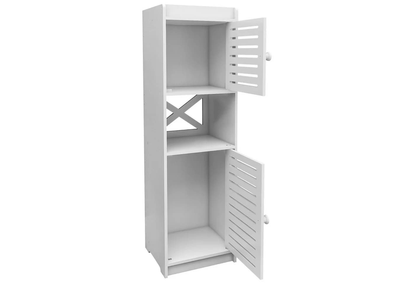 JEOBEST Badschrank Schmal 2 Türen Weiß PP-Schaumstoff - Bild 3