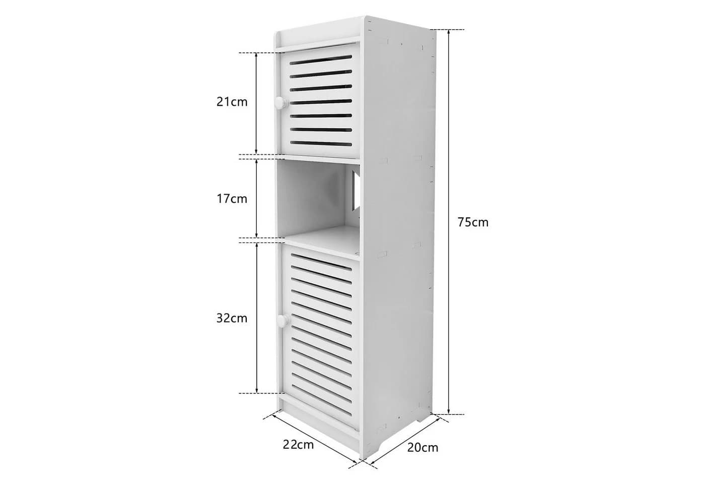JEOBEST Badschrank Schmal 2 Türen Weiß PP-Schaumstoff - Bild 4