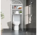JEOBEST Badregal Weiß 3-stöckiges Toilettenregal Metall Bild 2
