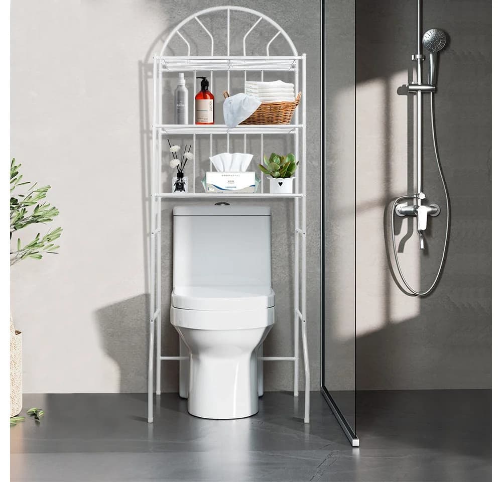 JEOBEST Badregal Weiß 3-stöckiges Toilettenregal Metall - Bild 2