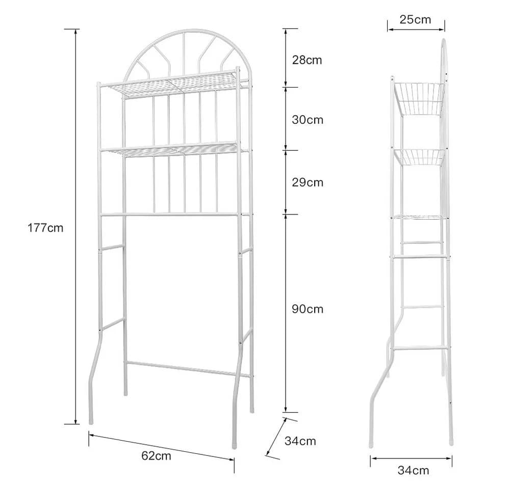 JEOBEST Badregal Weiß 3-stöckiges Toilettenregal Metall - Bild 4