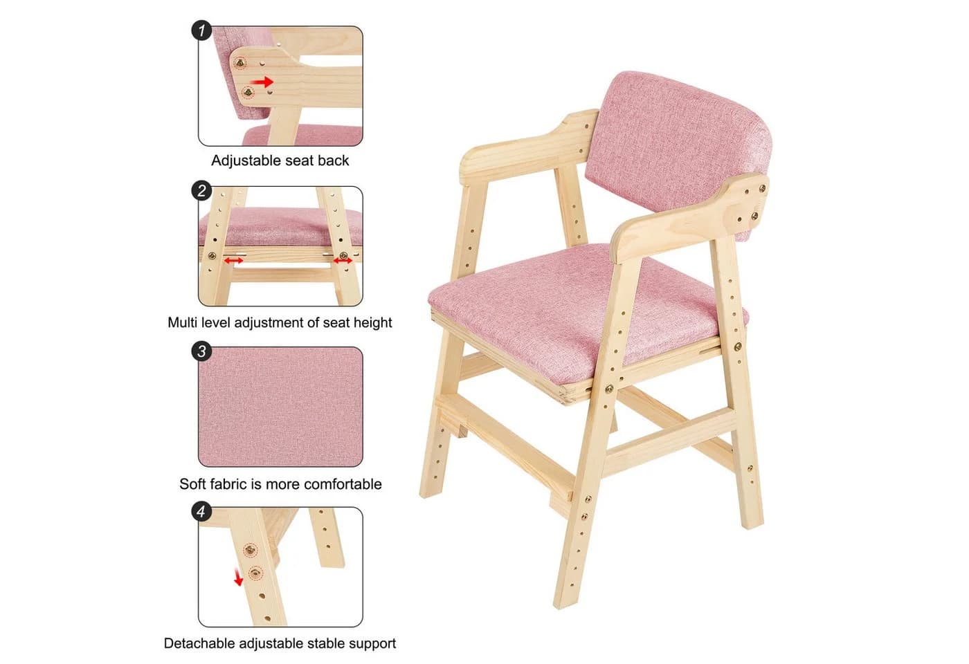 Höhenverstellbarer Kinderstuhl aus Schaumstoff und Holz - Bild 3