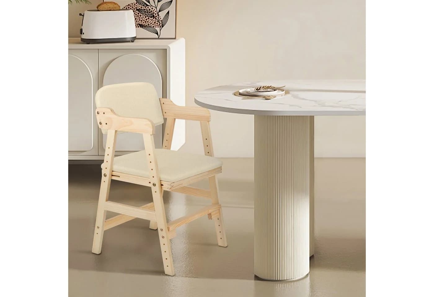JEOBEST Kinderstuhl Höhenverstellbarer Stuhl Beige