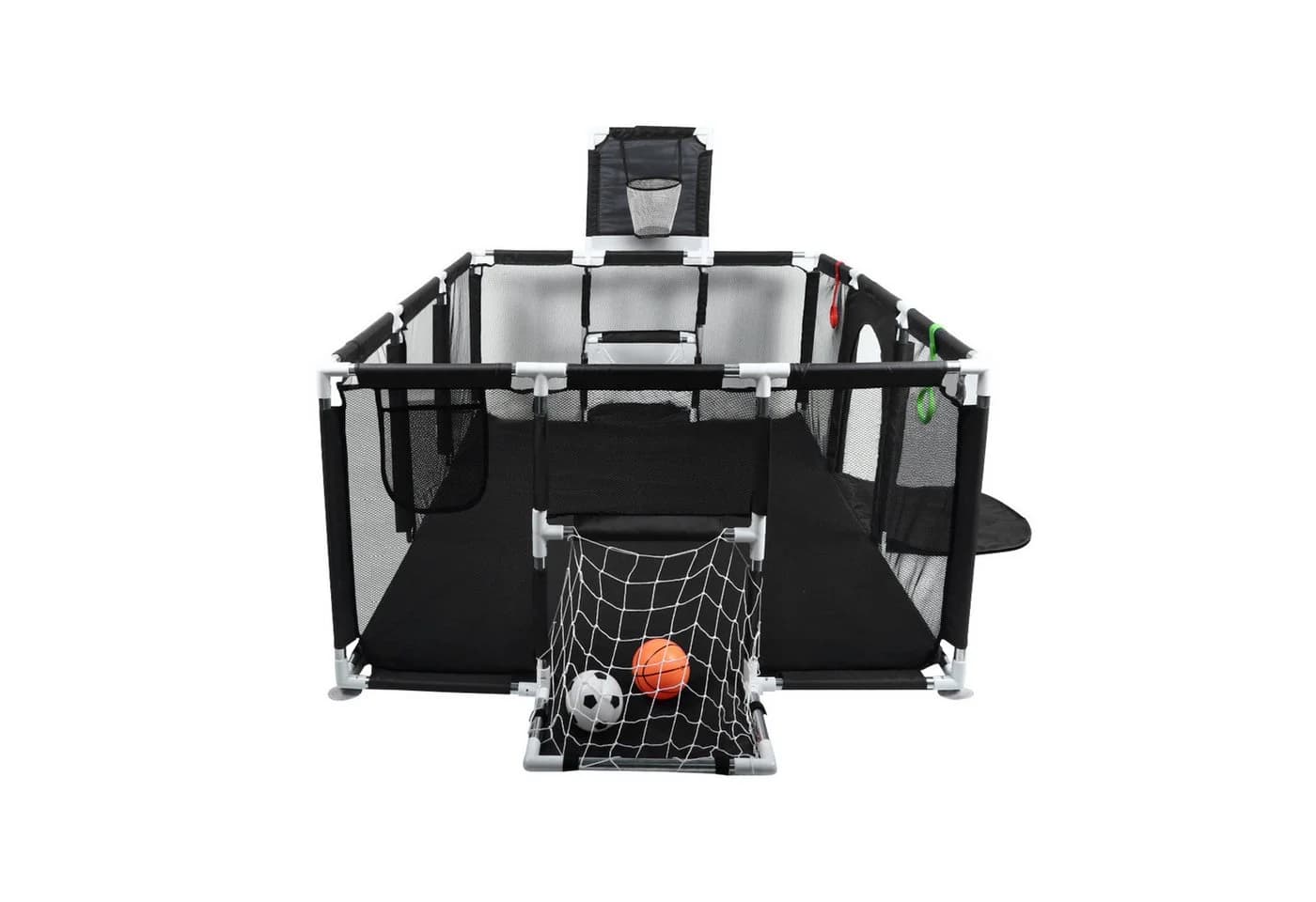JEOBEST Laufgitter Laufstall Baby Schwarz mit Spielzubehör