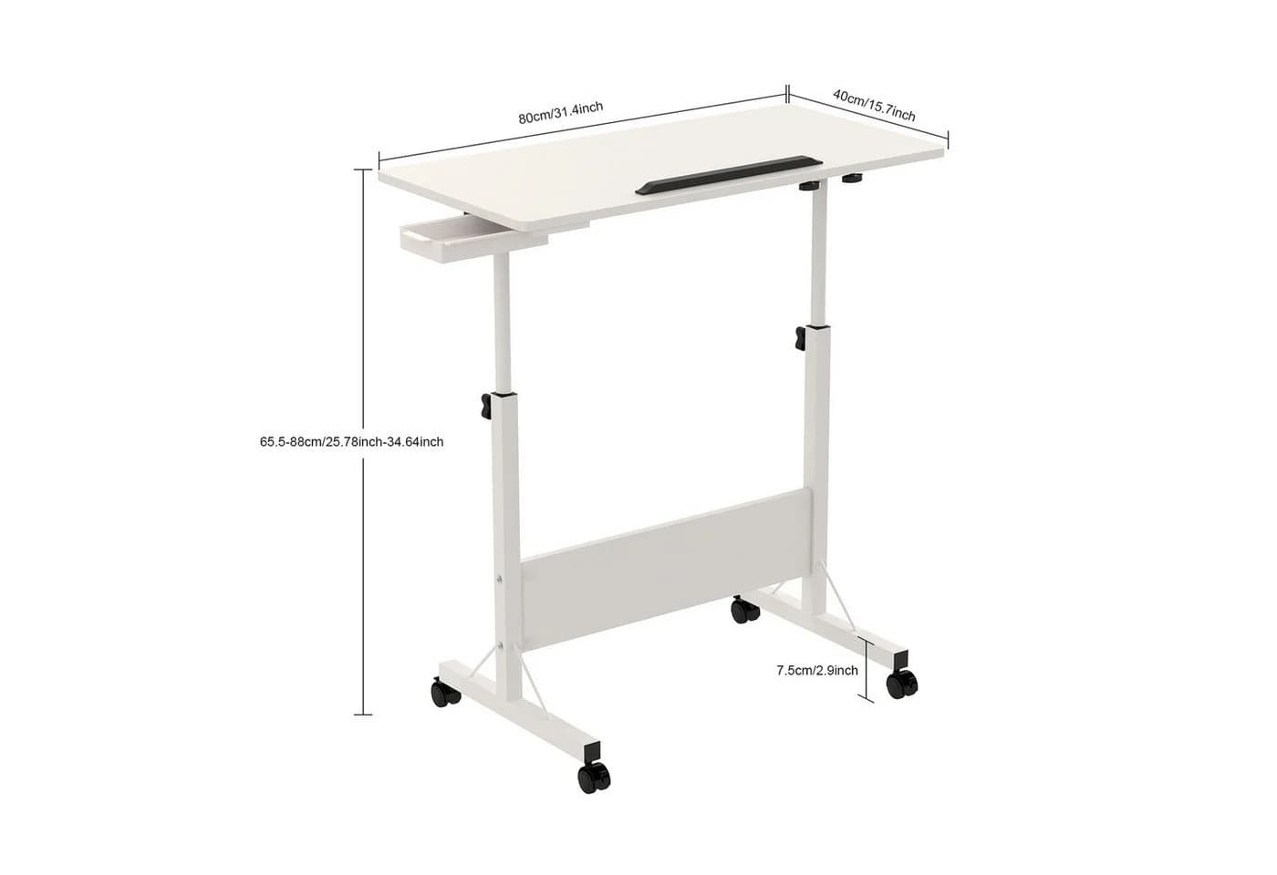 JEOBEST Computertisch Höhenverstellbar Weiß mit Rollen - Bild 4