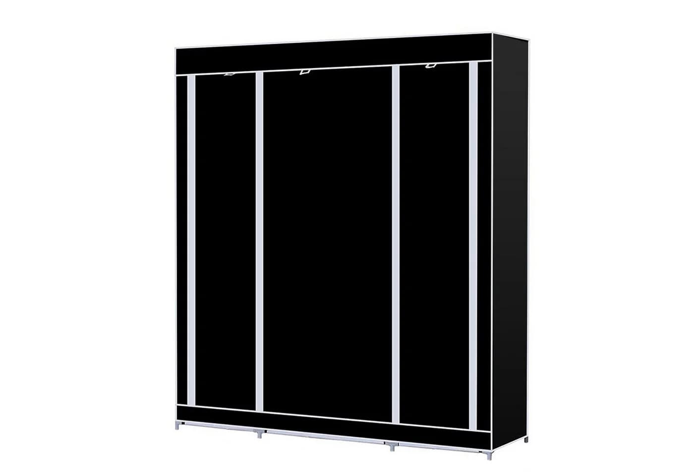 JEOBEST Kleiderschrank Stoffschrank Schwarz mit Kleiderstange und Ablagen - Bild 4