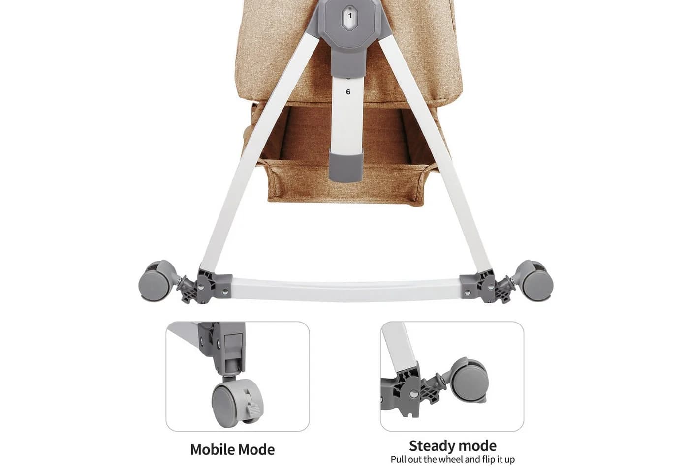 JEOBEST Beistellbett 3 in 1 Babybett Beige/Weiß mit Moskitonetz - Bild 4