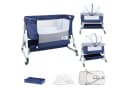 JEOBEST Beistellbett 3 in 1 Babybett mit Moskitonetz und Stauraum Dunkelblau Bild 2