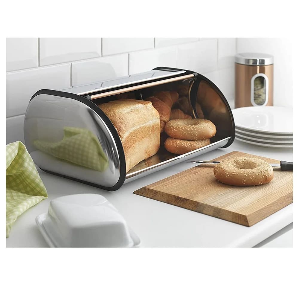 JEOBEST Brotkasten Edelstahl mit Rolldeckel Silber - Bild 3