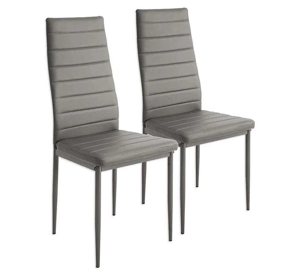 JEOBEST Esszimmerstuhl 2er-Set Grau Kunstleder Metallbeine - Bild 2