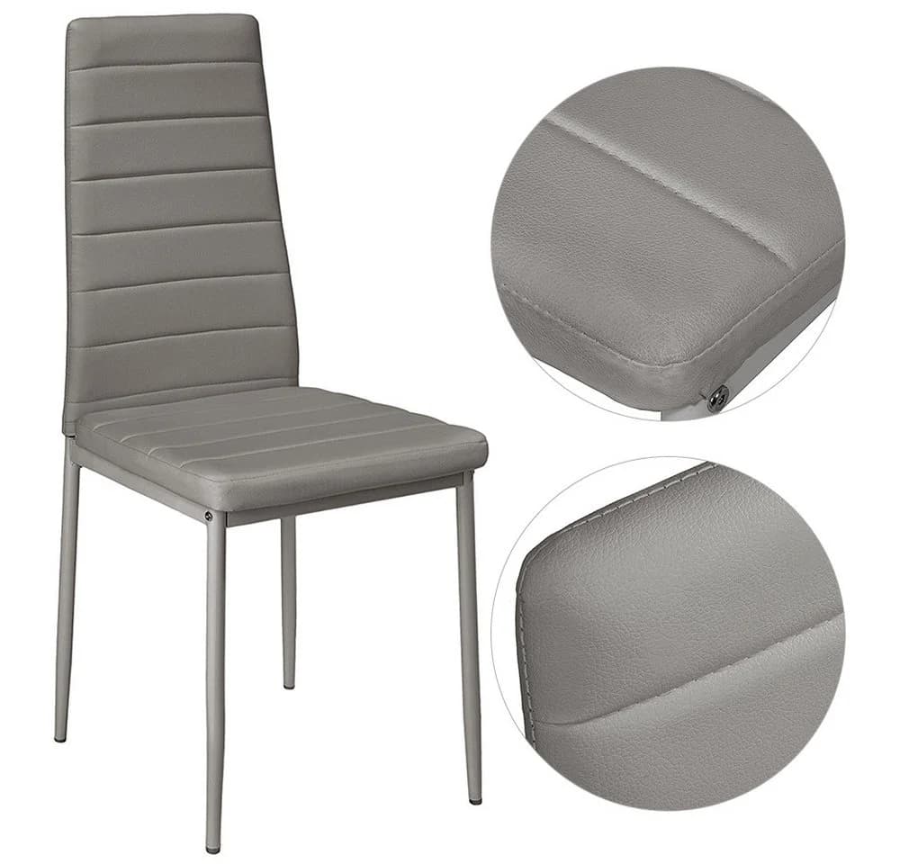 JEOBEST Esszimmerstuhl 2er-Set Grau Kunstleder Metallbeine - Bild 4