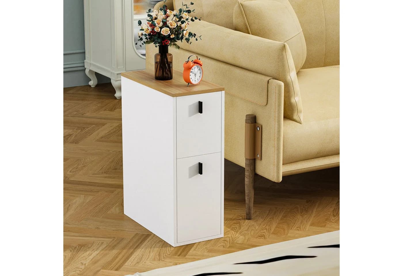 JEOBEST Nachttisch mit 2 Schubladen Modern Eiche - Bild 5