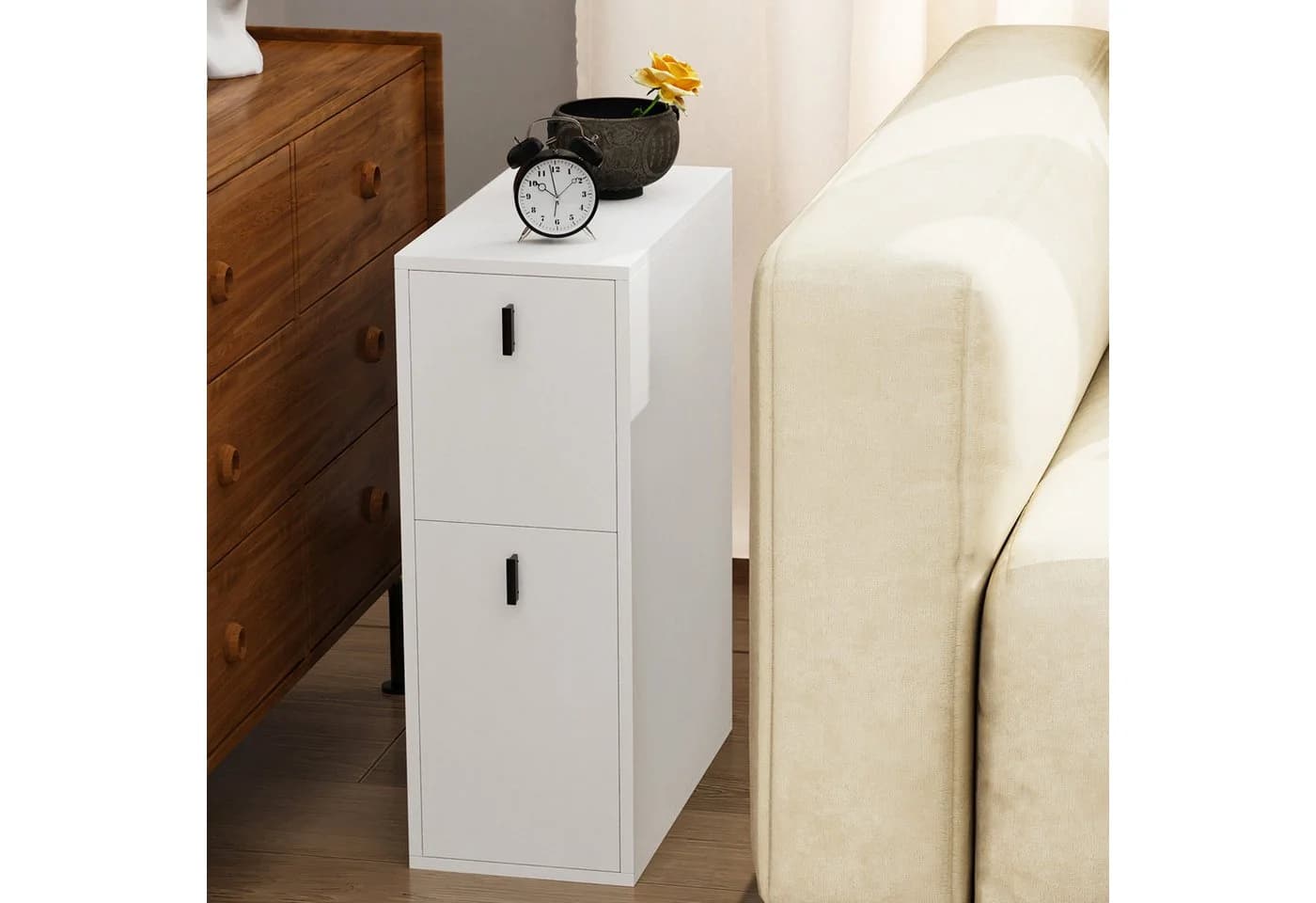 JEOBEST Nachttisch mit 2 Schubladen, Schmal, Moderner Nachtkommode für Schlafzimmer - Bild 2