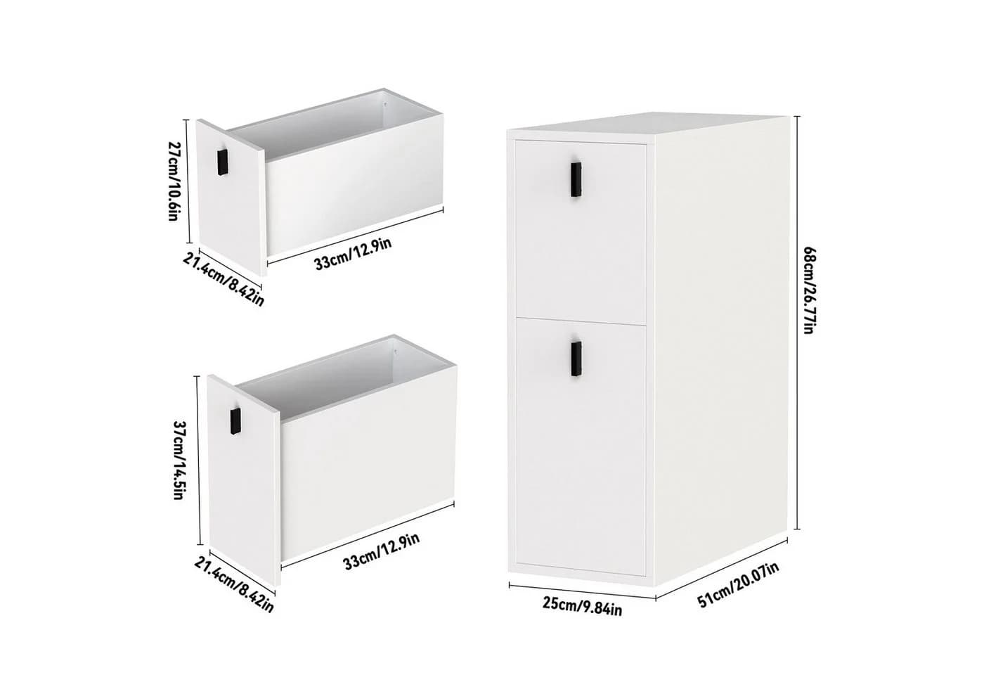 JEOBEST Nachttisch mit 2 Schubladen, Schmal, Moderner Nachtkommode für Schlafzimmer - Bild 5