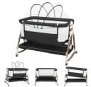 JEOBEST Beistellbett 3 in 1 Schwarz mit Matratze & Moskitonetz Bild 2