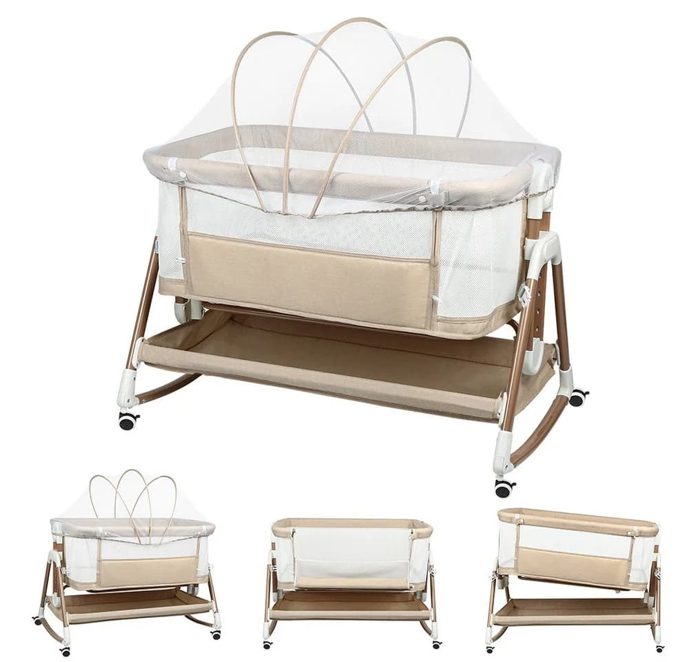 JEOBEST Beistellbett 3 in 1 mit Rollen, Matratze und Moskitonetz - Bild 2