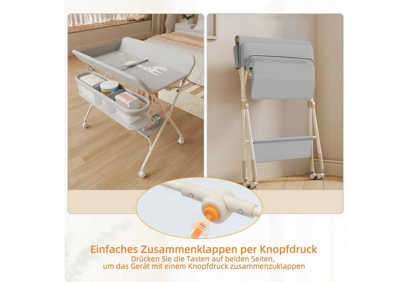 JEOBEST Wickeltisch Grau 5-fach höhenverstellbar klappbar - Bild 4