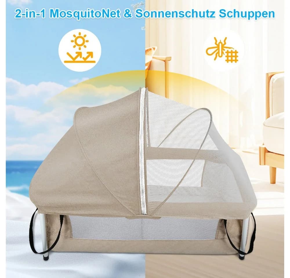 JEOBEST Baby-Reisebett 2-in-1 mit Moskitonetz und Rucksack - Bild 4
