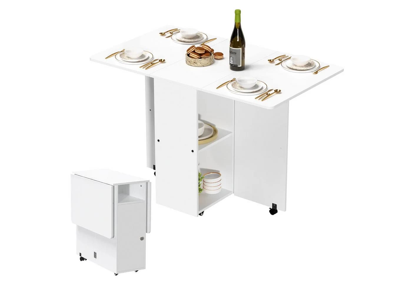 JEOBEST Klapptisch Weiß Ausziehbar mit Rollen - Bild 2