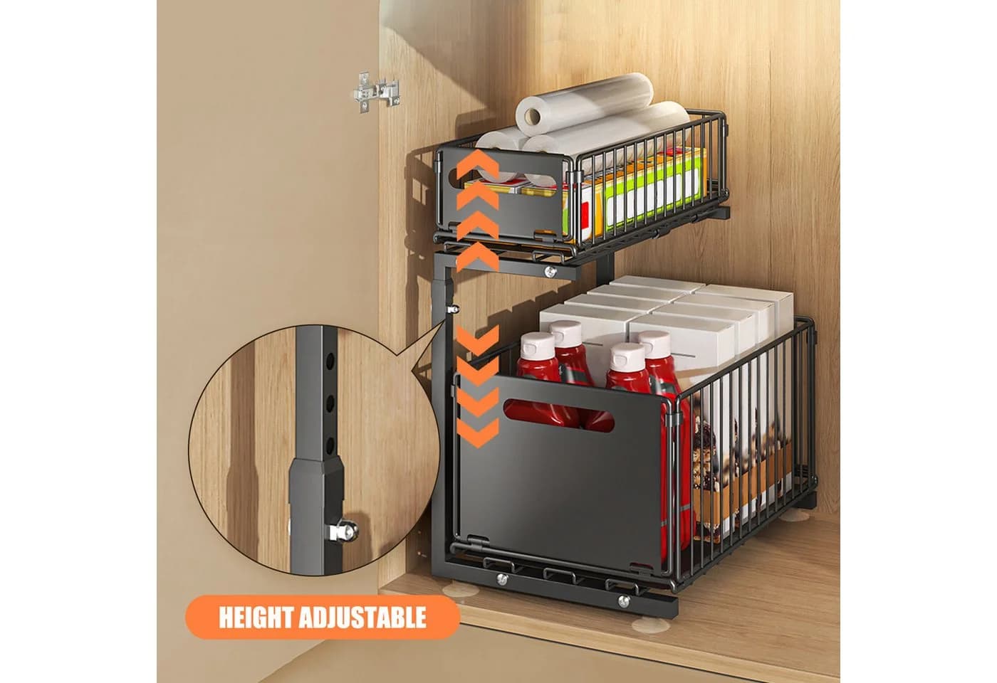 JEOBEST Küchenregal Schwarz Metall Höhenverstellbar - Bild 5