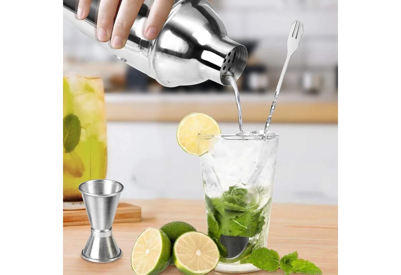 LA CUTE Cocktail-Set 14-teilig Edelstahl Shaker Set Silber