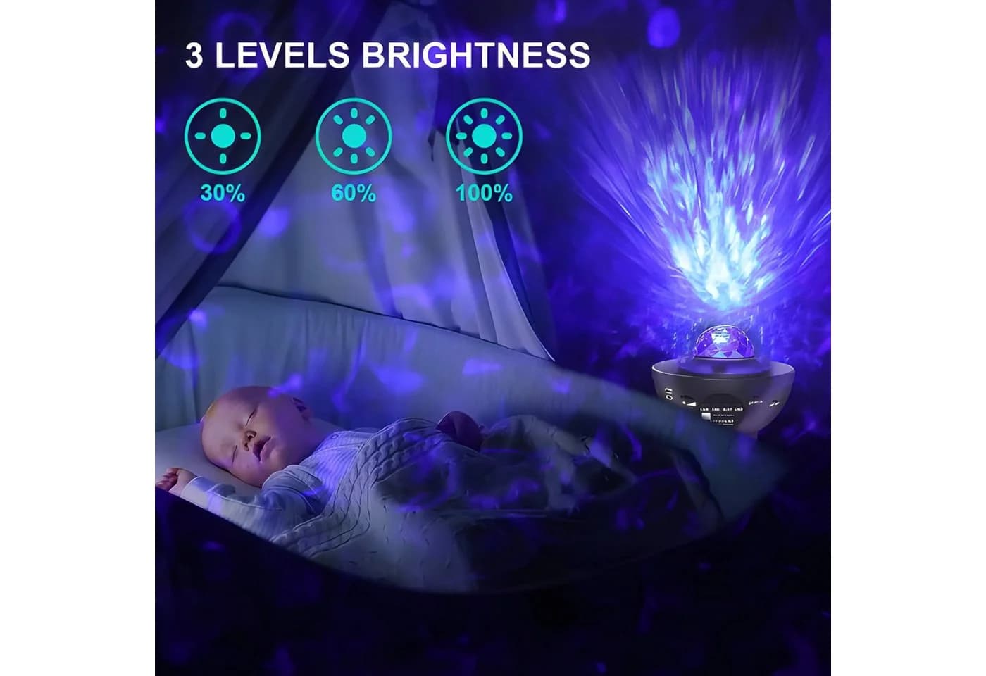Athlix Projektionslampe LED Nachtlicht LED Sternenhimmel Musik Lampe - Bild 4