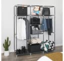 JEOBEST Stoffschrank Kleiderschrank Schwarz mit 2 Kleiderstangen Bild 1
