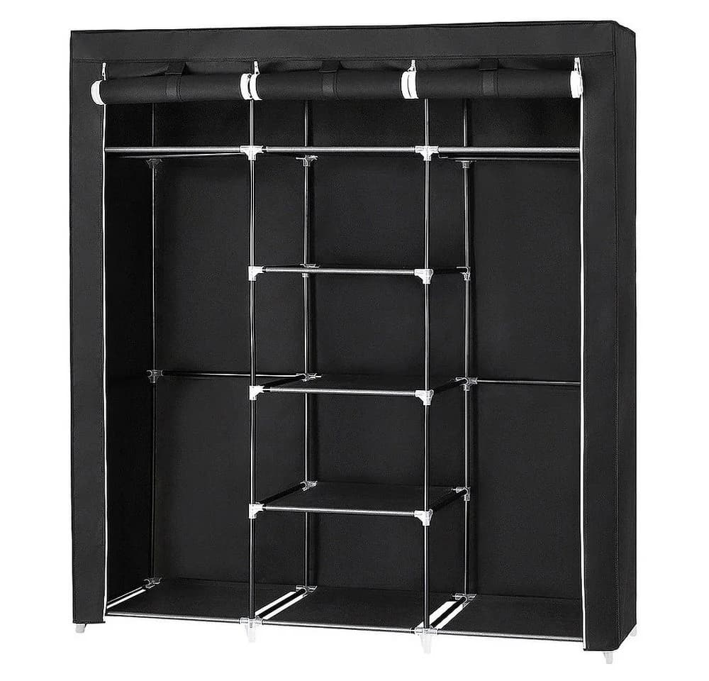 JEOBEST Stoffschrank Kleiderschrank Schwarz mit 2 Kleiderstangen - Bild 2