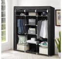 JEOBEST Stoffschrank Kleiderschrank Schwarz mit 2 Kleiderstangen Bild 3