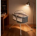 JEOBEST Beistellbett Babywiege Grau mit Moskitonetz & Schaukel-System Bild 3