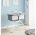 JEOBEST Beistellbett Babywiege Grau mit Moskitonetz & Schaukel-System Bild 4