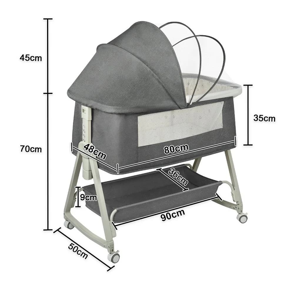 JEOBEST Beistellbett 3 in 1 Babybett mit Moskitonetz, 6-fach Höhenverstellung - Bild 5